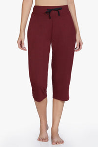 Cotton Blend Capri Pants - Maroon thumbnail 1