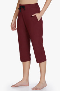 Cotton Blend Capri Pants - Maroon thumbnail 2