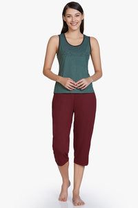 Cotton Blend Capri Pants - Maroon thumbnail 5