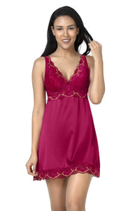 Eternal Romance Satin Lace Babydoll - Persian Red thumbnail 2