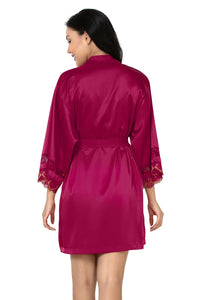 Eternal Romance Satin Lace Robe - Persian Red thumbnail 4