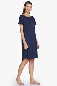 Cotton Blend Sleep Dress - Navy thumbnail 2