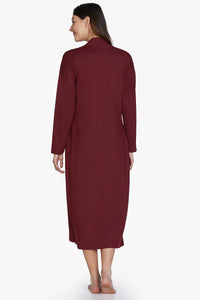 Cotton Blend Sleep Robe - Maroon thumbnail 2