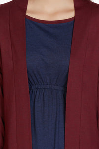 Cotton Blend Sleep Robe - Maroon thumbnail 4
