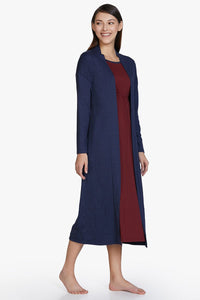 Cotton Blend Sleep Robe - Navy thumbnail 2
