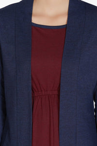 Cotton Blend Sleep Robe - Navy thumbnail 4