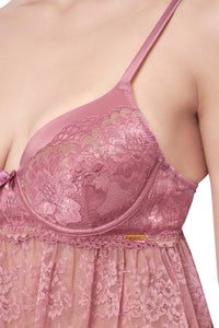 Eternal Bliss Full Coverage Satin Babydoll - Messa Rose thumbnail 4