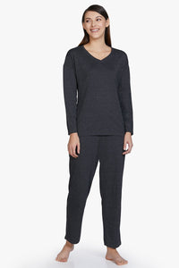 Cotton Blend Long Sleeve Sleep T-shirt - Charcoal thumbnail 5