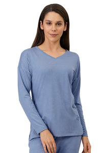 Cotton Blend Long Sleeves Sleep T-shirt - Tempest - color option
