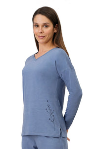Cotton Blend Long Sleeves Sleep T-shirt - Tempest thumbnail 2