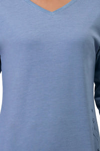 Cotton Blend Long Sleeves Sleep T-shirt - Tempest thumbnail 4