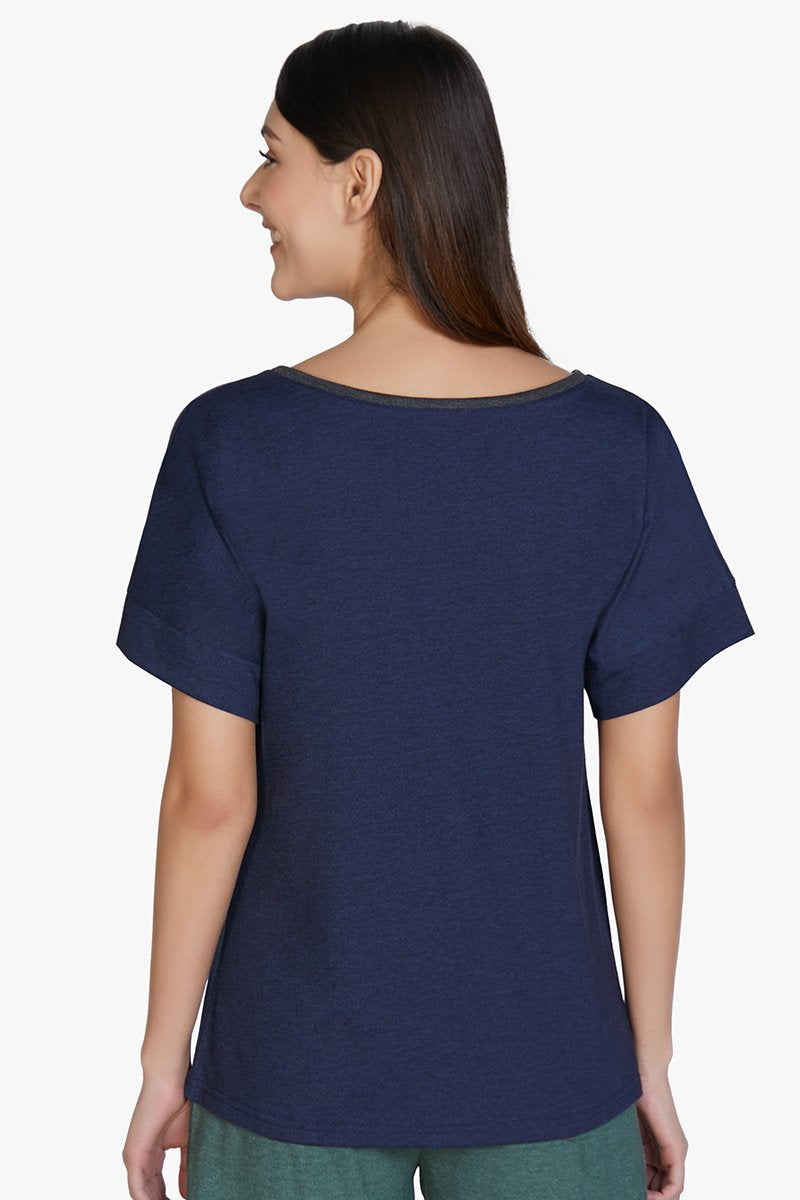 Cotton Blend Sleep T-shirt - Navy