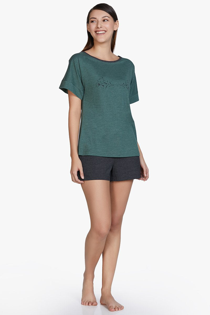 Cotton Blend Sleep T-shirt - Olive