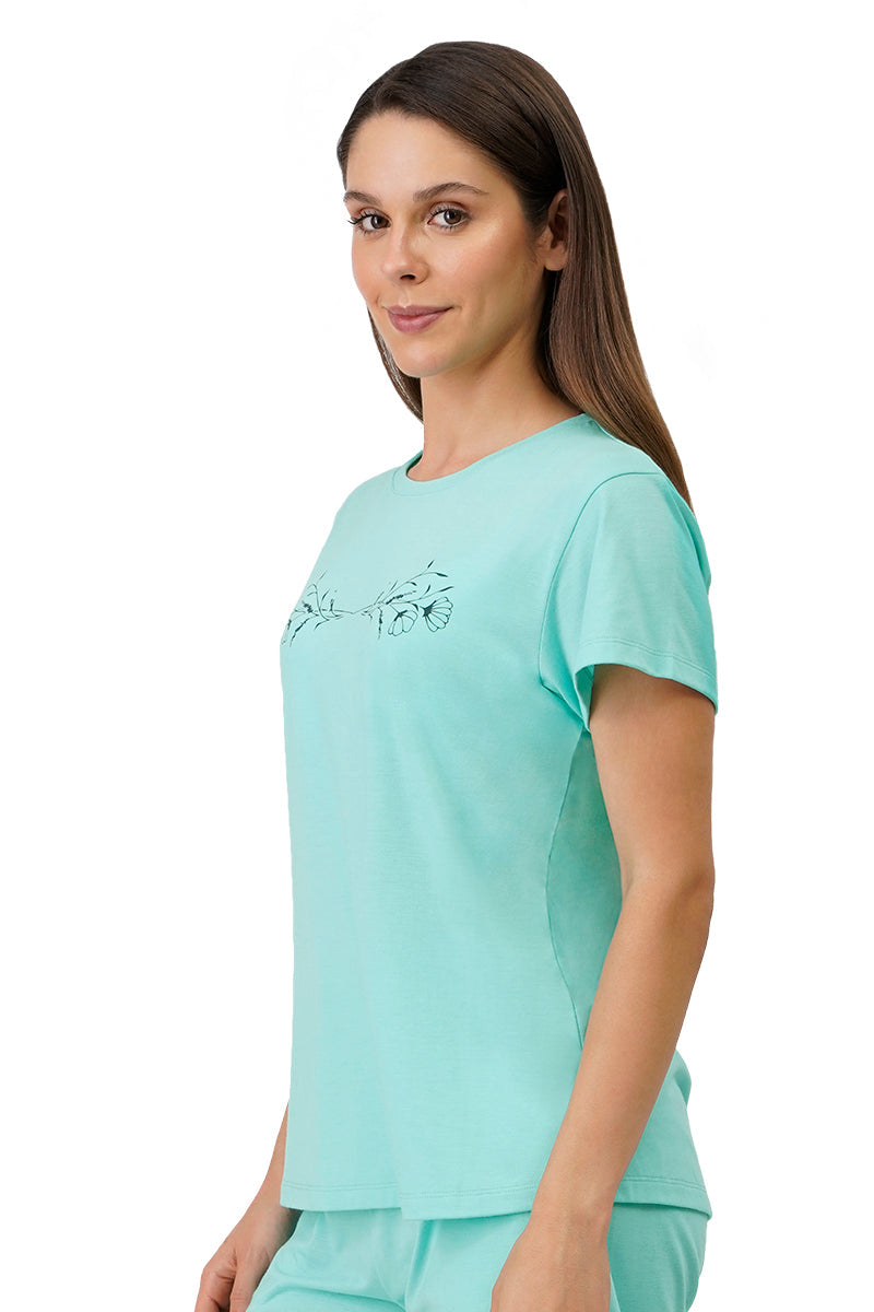 Cotton Blend Sleep T-shirt - Aruba Blue