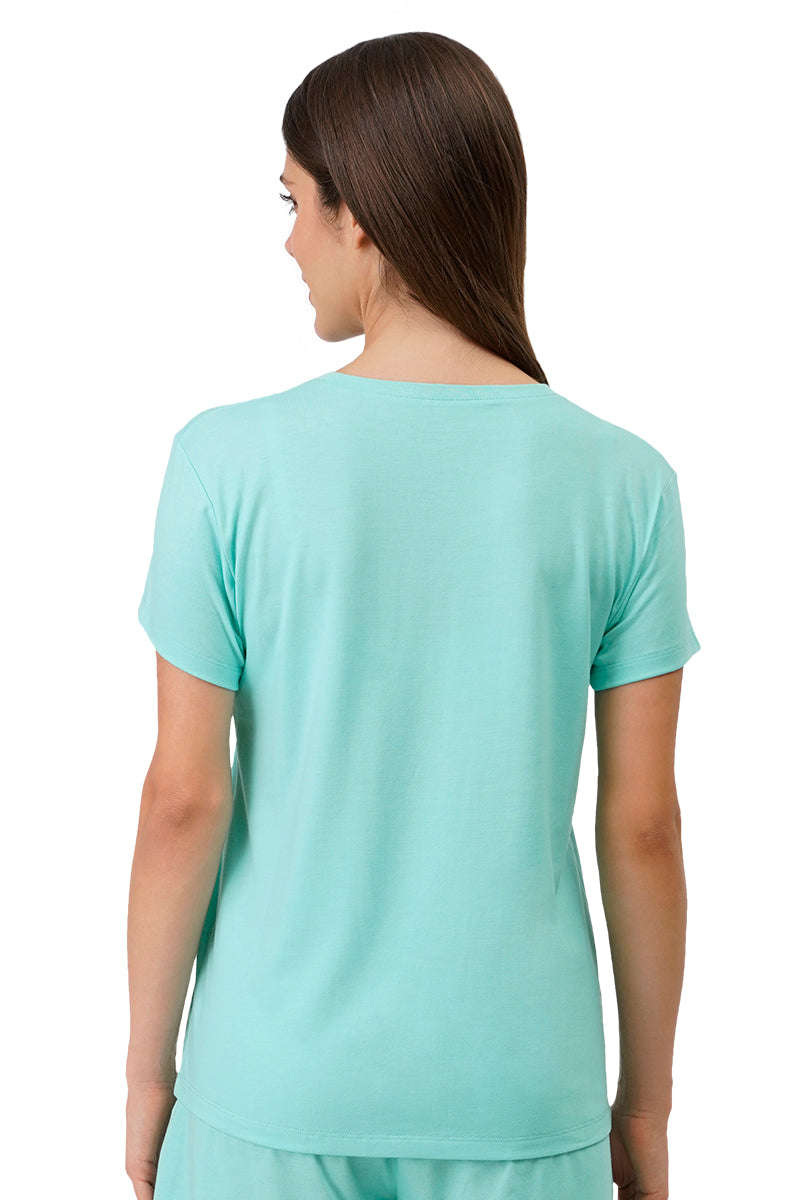 Cotton Blend Sleep T-shirt - Aruba Blue