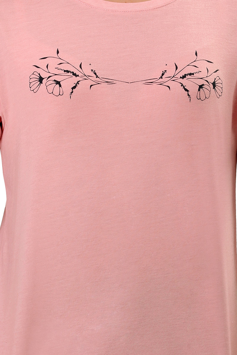 Cotton Blend Sleep T-shirt - Bridal Rose