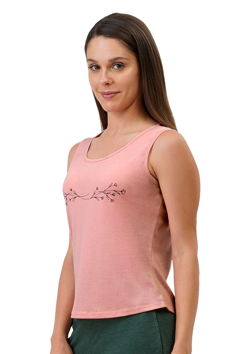 Cotton Blend Sleep Tank - Bridal Rose - Image 2 of 5