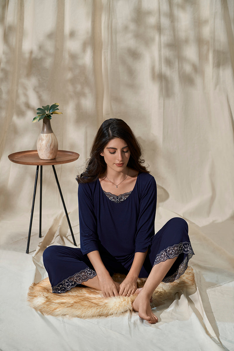 Lace Touch Sleep Top - Midnight