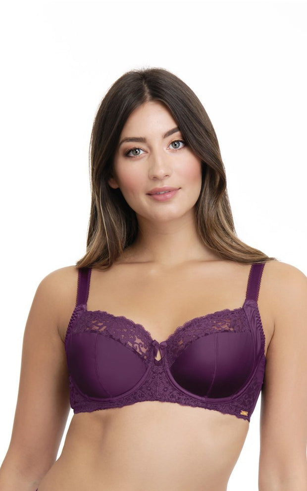Ultimo Vintage Floral Non-Padded Wired Bra - Grape