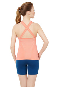 Half Sleeve Criss-cross Back Sports Cami - Porcelain Rose thumbnail 3