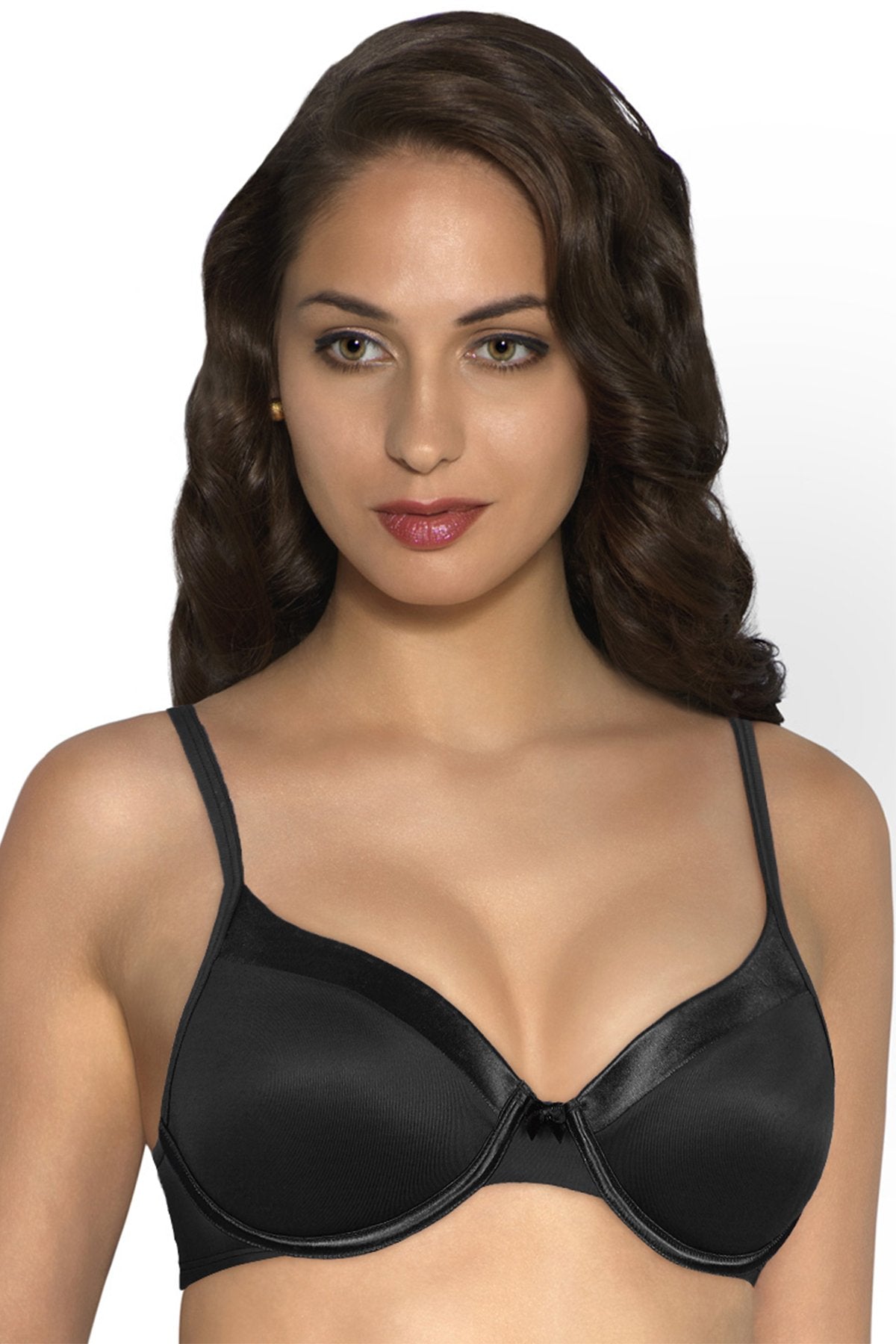 Satin Edge Padded Wired Bra - Black - Image 1 of 2