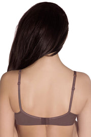 Satin Edge Padded Wired Full Coverage Bra - Mink