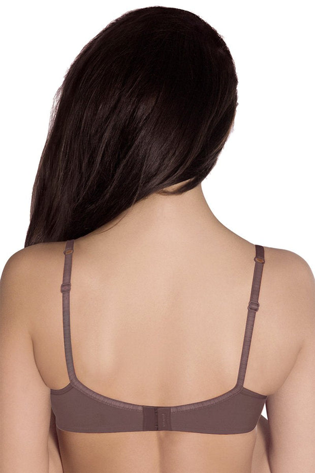 Satin Edge Padded Wired Full Coverage Bra - Mink