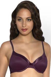 Satin Edge Padded Wired Bra - Violet thumbnail 1