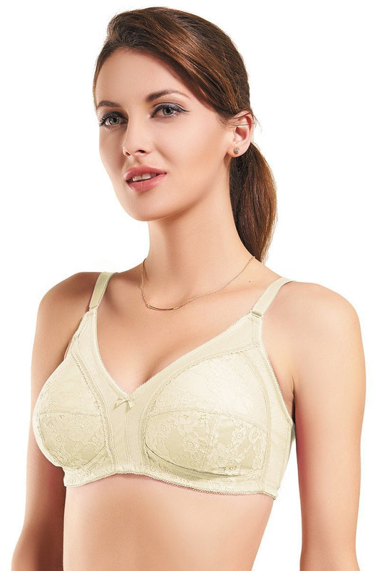 Lace Magic Non Padded Non Wired Bra - White Smoke Color