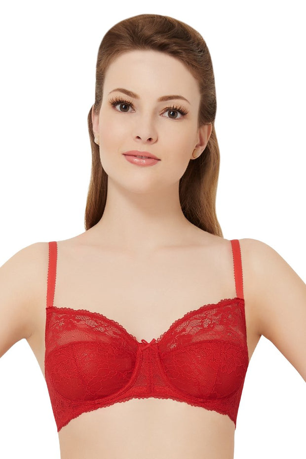 Poetess Non Padded Wired Lace Bra - Tiger Lily Color
