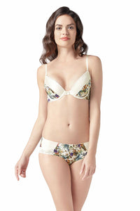 Tropical Crochet Padded Wired Demi Coverage Bra - Whisper White-Tropicana Print thumbnail 4