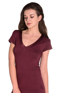 Satin Edge Pyjama top - Burgundy thumbnail 1