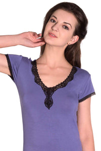 Lace Cocoon Pyjama Top - Danube-Black Color thumbnail 1