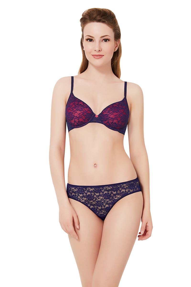 Floral Romance Lace Bikini Panty - Neon Pink-Ink - Image 4 of 4