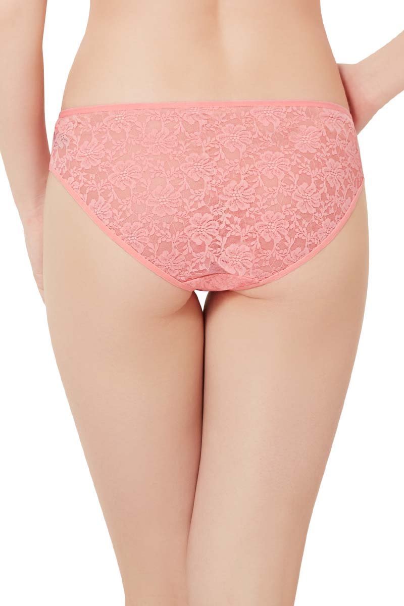 Floral Romance Lace Bikini Panty - Sesame-Salmon Rose