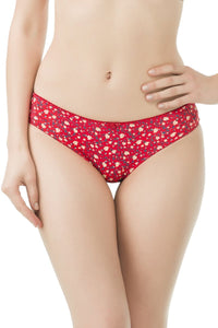 Low Rise Printed Bikini Panty - Tiger Lily-Golden HazeColor thumbnail 1