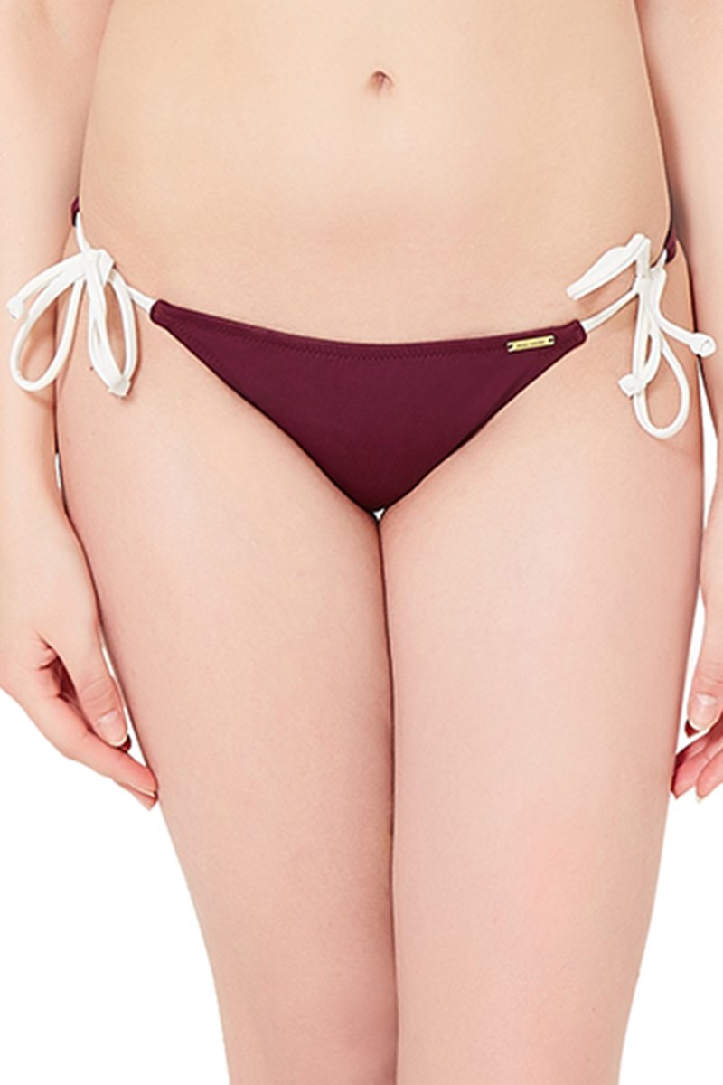 String Swim Bikini Bottom - Red Purple Color