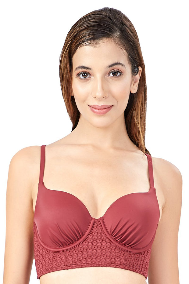 Swim Longline Bandeau - Dragon Red Color
