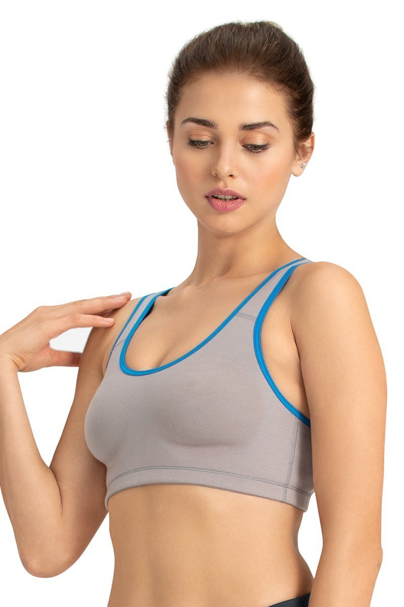 Buy Medium Impact Non-Padded Non-Wired Racerback Sports Bra, Gull-Blue  Color, Activewear
