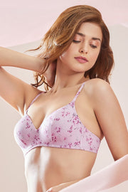 Sculpt Wire Delicate Prints Full-Cover Bra - Mauve Shadows Color