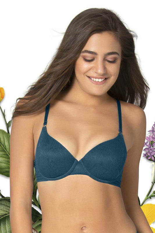 Invisi Lace Full Cover T-Shirt Bra - Moss Green Color