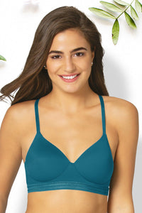 Padded Non-Wired Chic Lounging Slip-on Racerback Bralette - Ocean Depths thumbnail 1