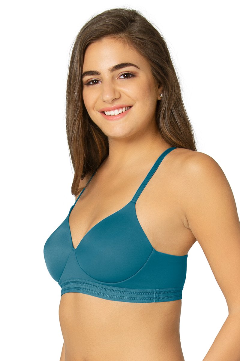 Padded Non-Wired Chic Lounging Slip-on Racerback Bralette - Ocean Depths - Image 2 of 4