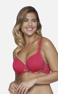 Ultimo Tropical Blossom Padded Wired T-Shirt Bra - Cranberry thumbnail 2