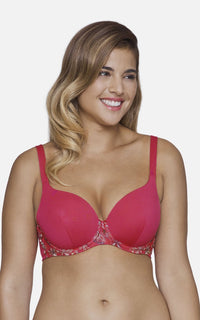 Ultimo Tropical Blossom Padded Wired T-Shirt Bra - Cranberry - color option