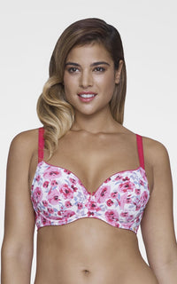 Ultimo Summer Bloom Printed Padded Wired T-Shirt Bra - Cranberry Print thumbnail 1