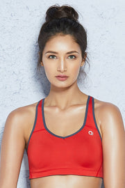 Racerback Padded Non-Wired High Impact Sports Bra - Molten Lava
