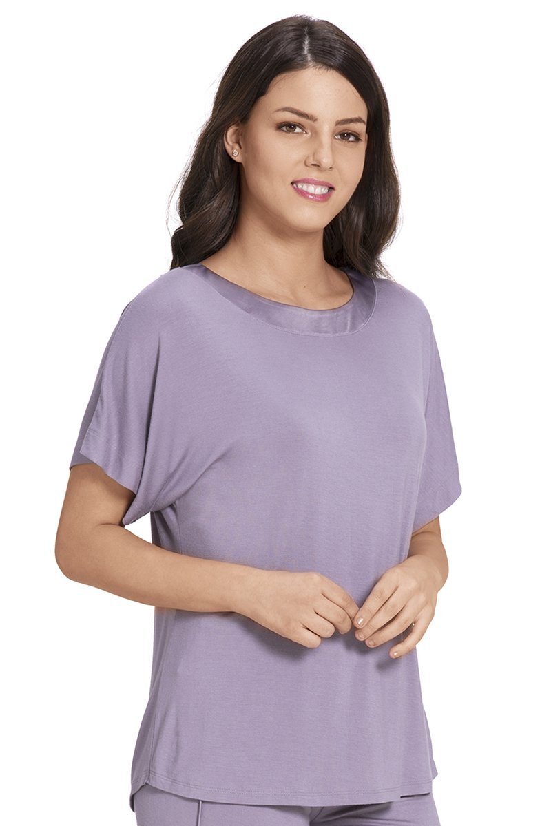 Satin Edge Pyjama Top - Gray Ridge