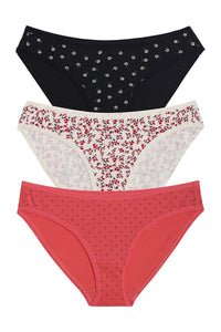 Printed Bikini Panty  (Pack of 3) - color option