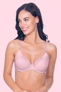 Satin Edge Padded Wired  Bra - Dawn Light Pink thumbnail 1
